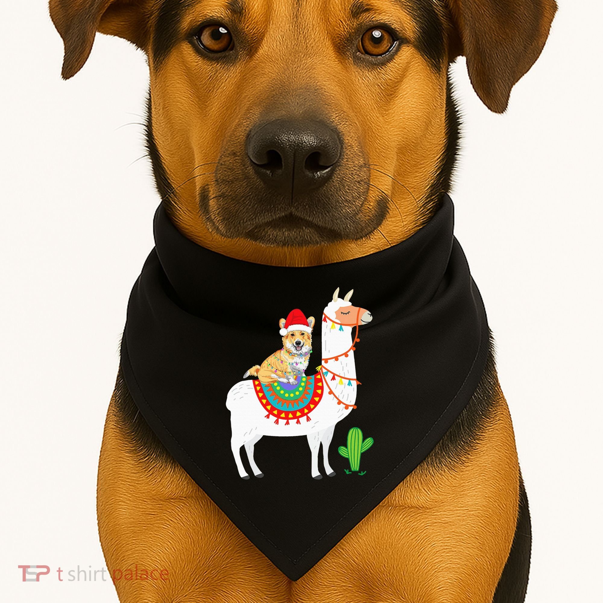 Corgi Riding Llama Christmas Gifts Corgi Xmas USA-Made Doggie Bandana