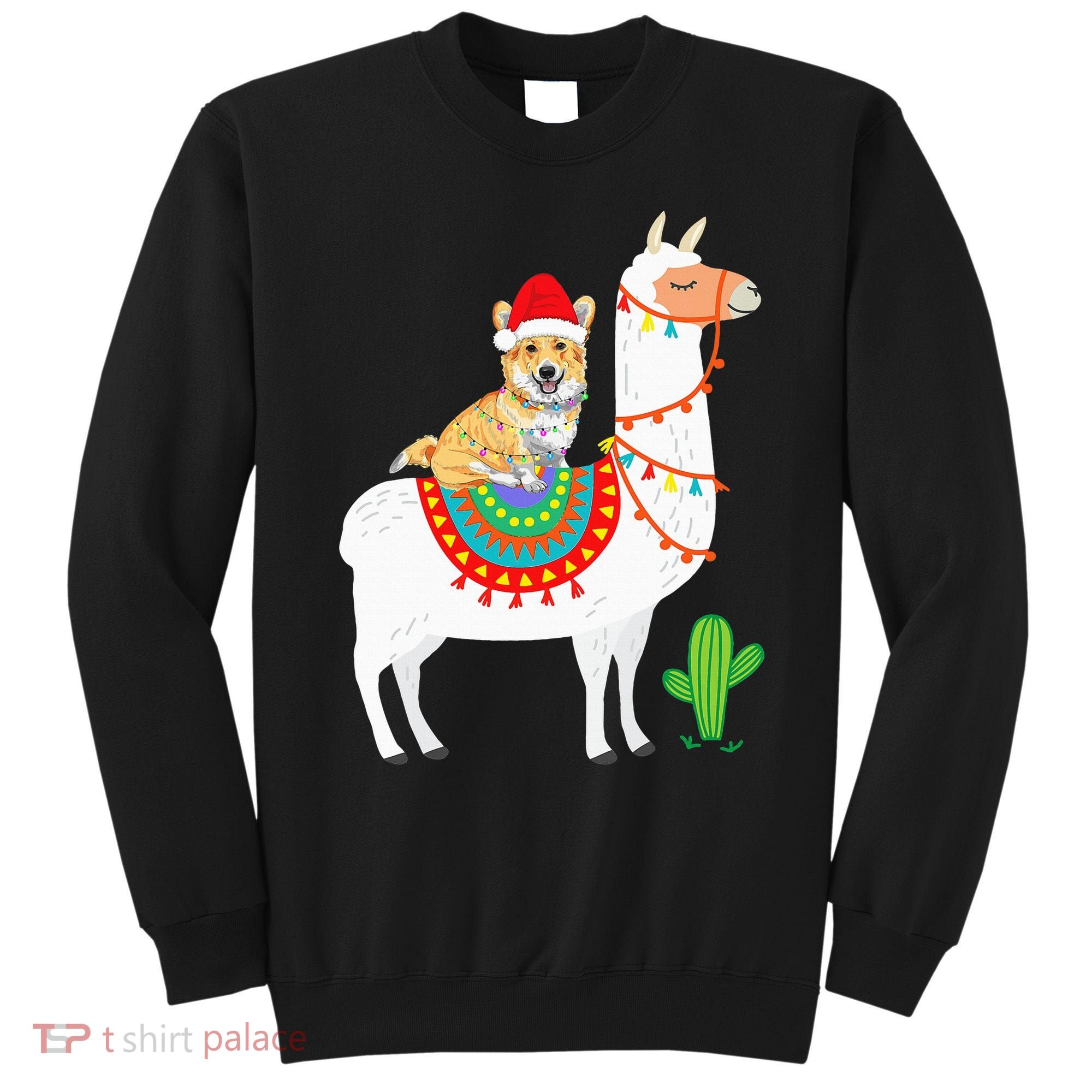 Corgi Riding Llama Christmas Gifts Corgi Xmas Sweatshirt