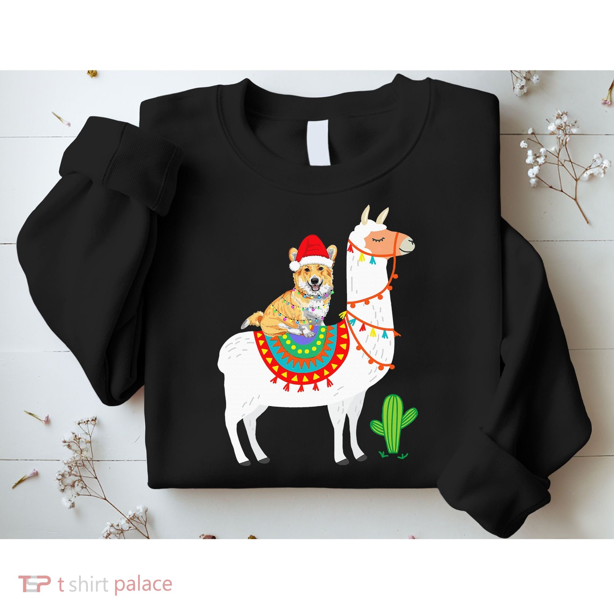 Corgi Riding Llama Christmas Gifts Corgi Xmas Sweatshirt
