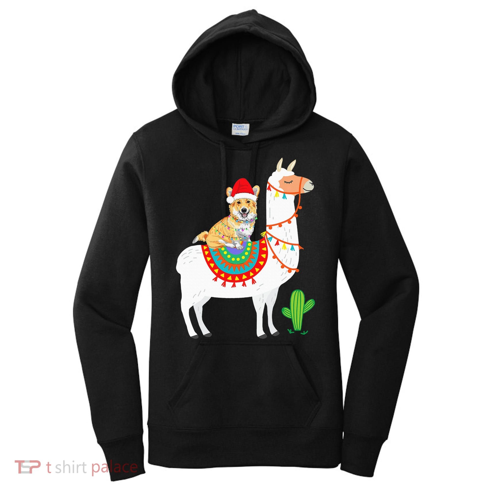 Corgi Riding Llama Christmas Gifts Corgi Xmas Women's Hoodie