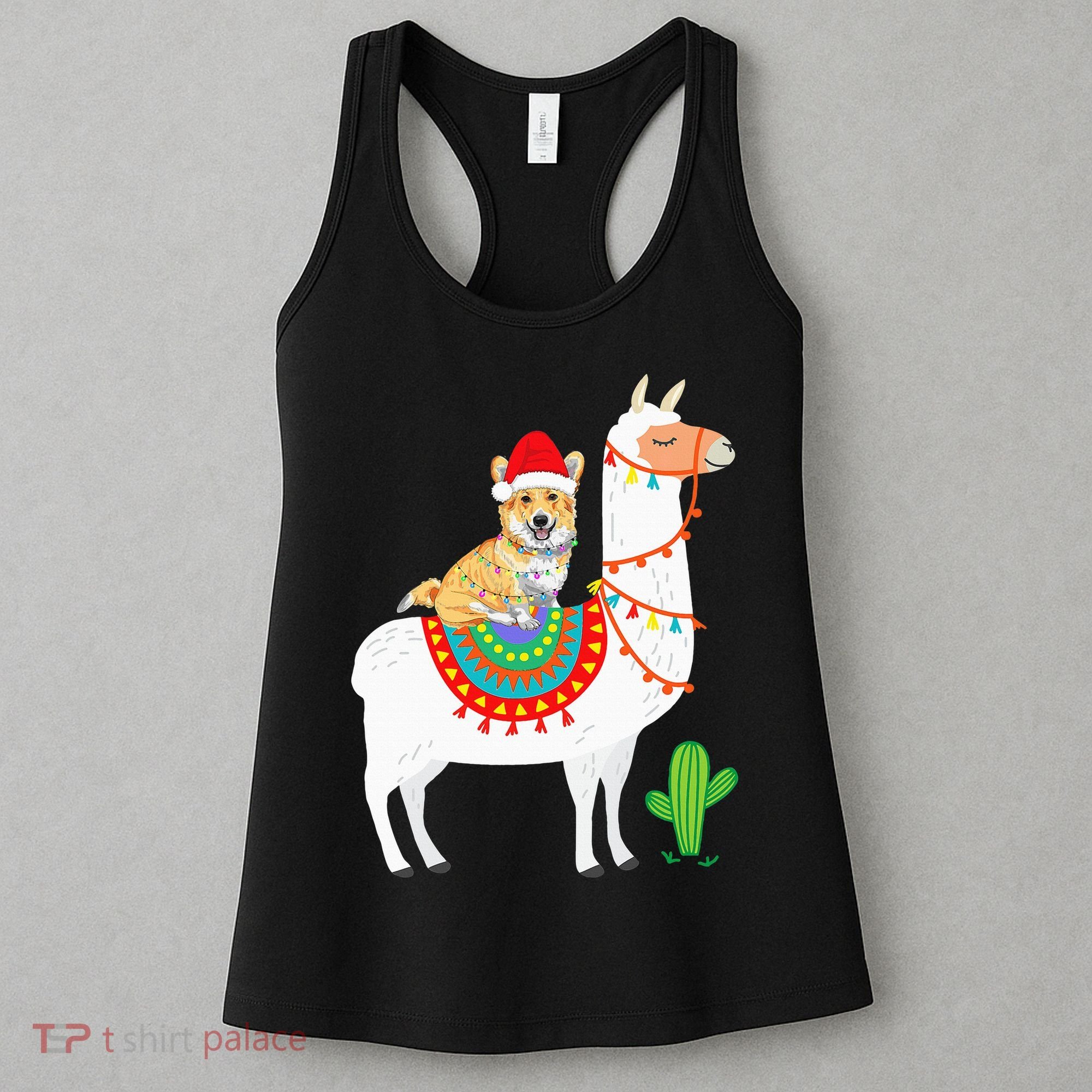 Corgi Riding Llama Christmas Gifts Corgi Xmas Women's Tank Top