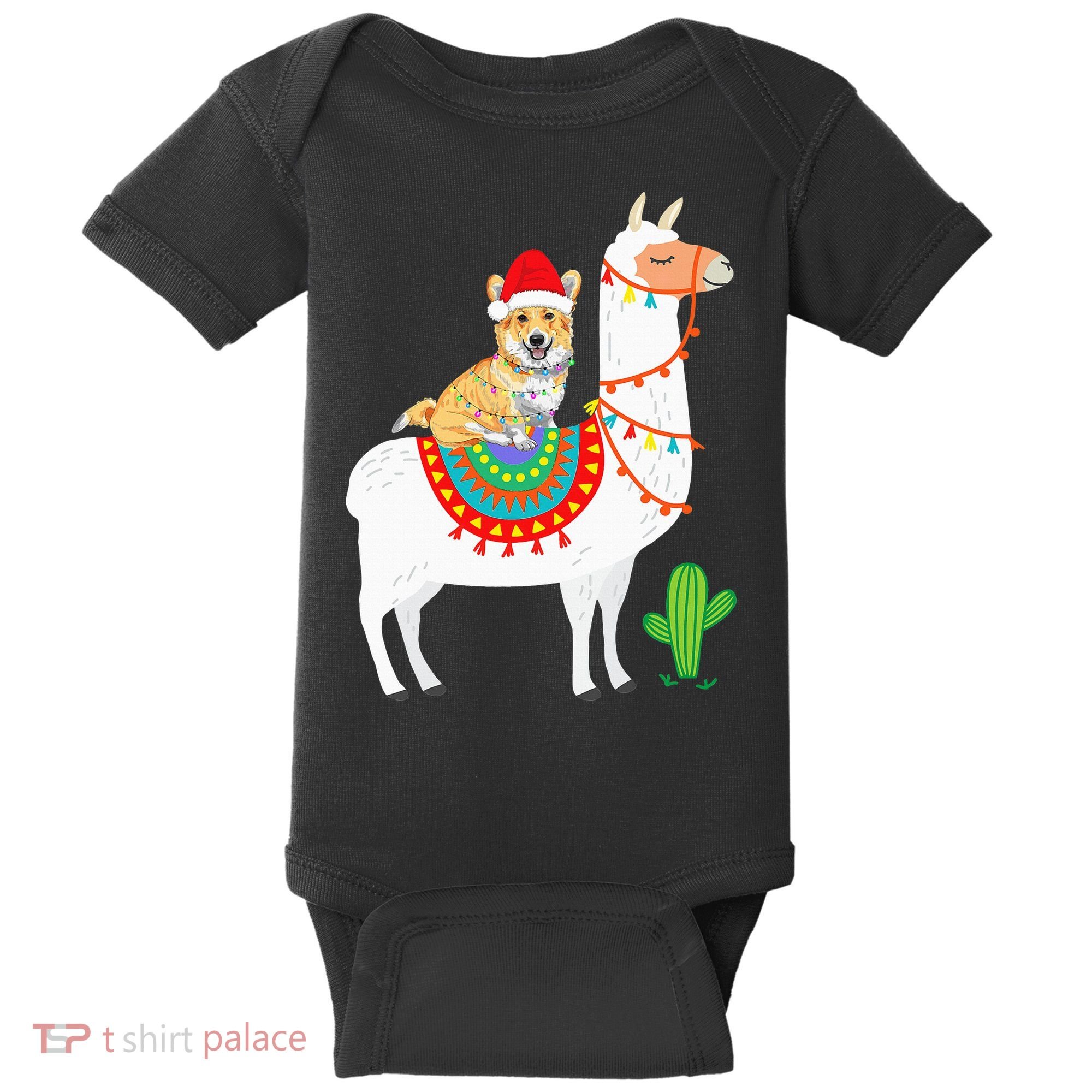 Corgi Riding Llama Christmas Gifts Corgi Xmas Baby Bodysuit