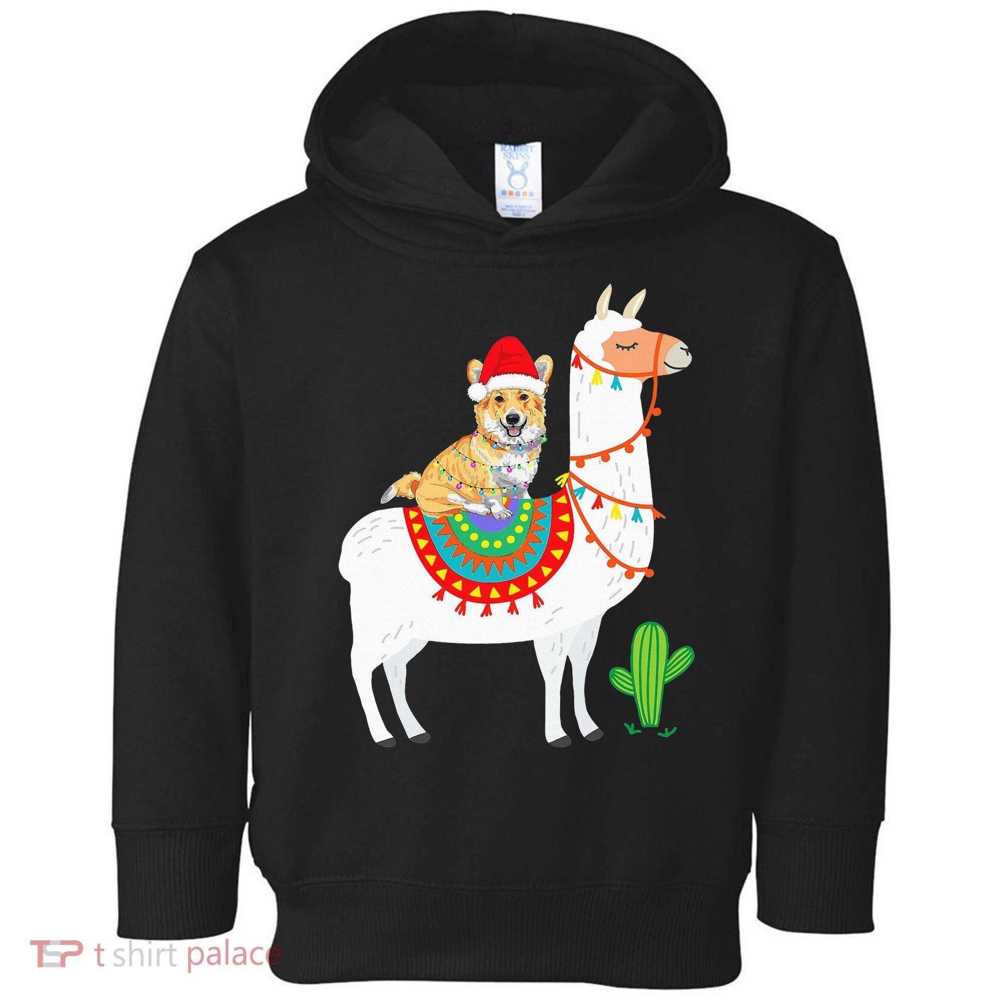 Corgi Riding Llama Christmas Gifts Corgi Xmas Toddler Hoodie