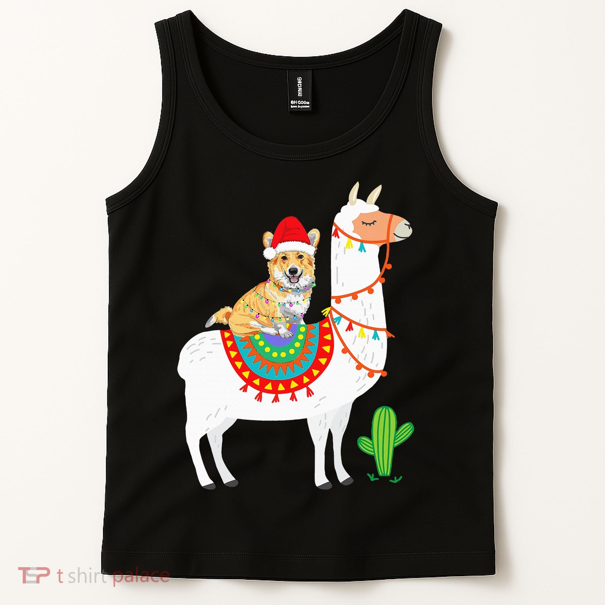 Corgi Riding Llama Christmas Gifts Corgi Xmas Tank Top