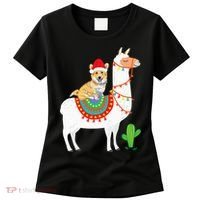 Corgi Riding Llama Christmas Gifts Corgi Xmas Women's T-Shirt thumb 0