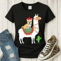 Corgi Riding Llama Christmas Gifts Corgi Xmas Women's T-Shirt thumb 3