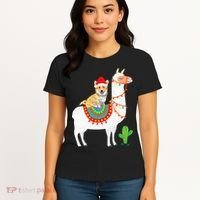 Corgi Riding Llama Christmas Gifts Corgi Xmas Women's T-Shirt thumb 4