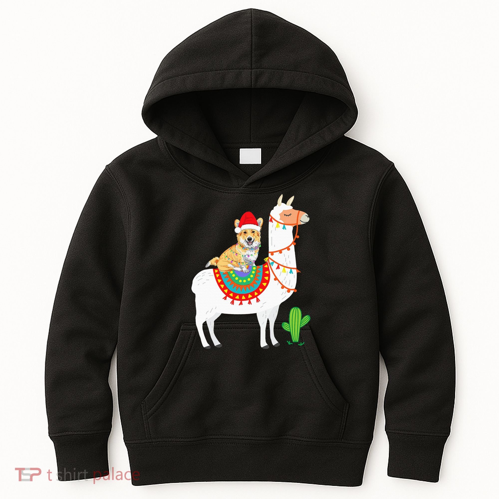 Corgi Riding Llama Christmas Gifts Corgi Xmas Kids Hoodie
