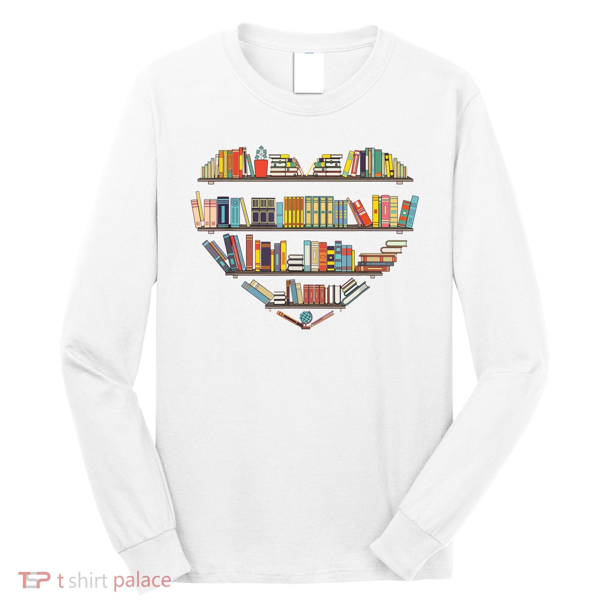 Cute Reading Library Books Lover Heart Librarian Gift Long Sleeve Shirt