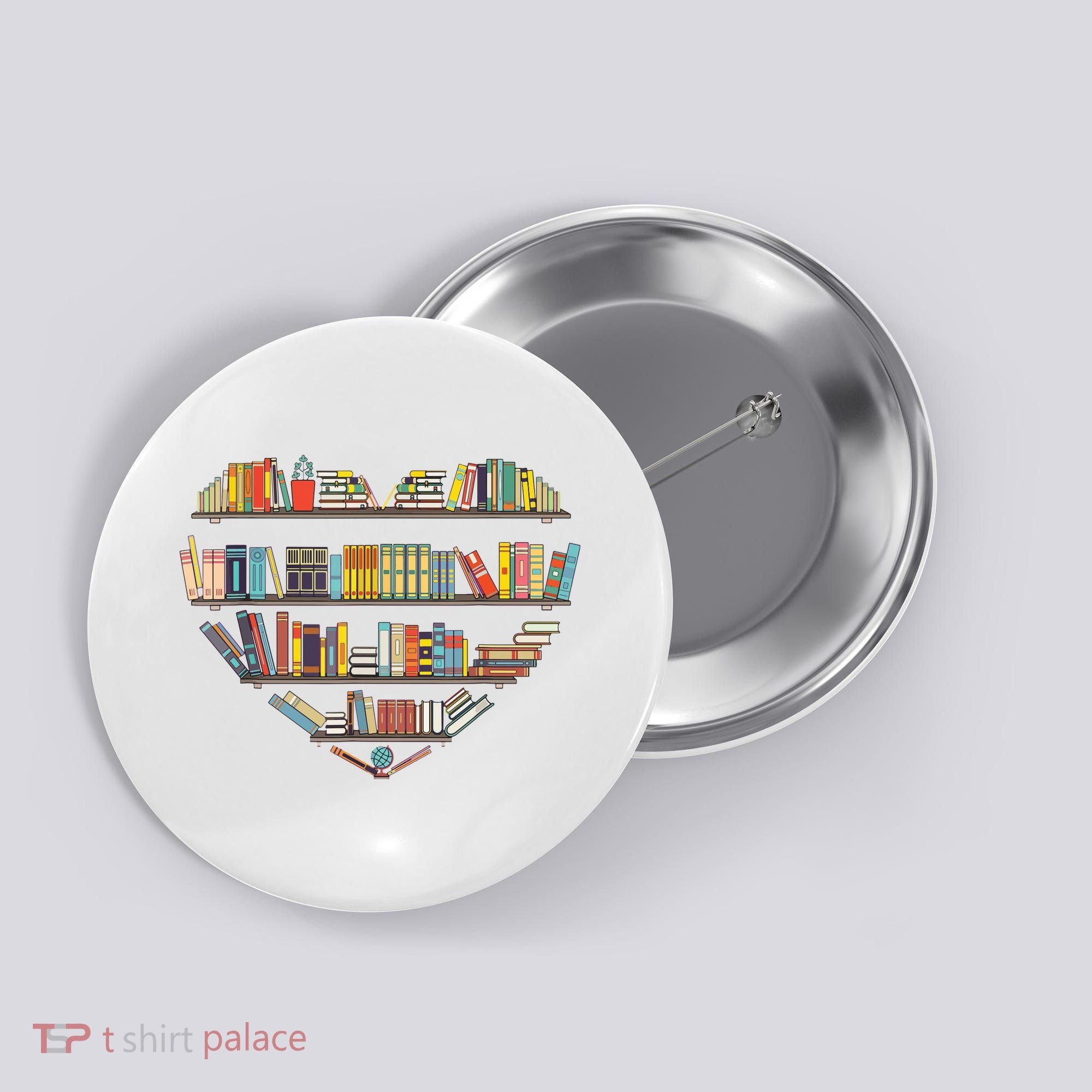 Cute Reading Library Books Lover Heart Librarian Gift Button