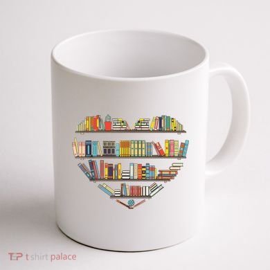 Cute Reading Library Books Lover Heart Librarian Gift Coffee Mug back