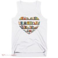Cute Reading Library Books Lover Heart Librarian Gift Tank Top thumb 0