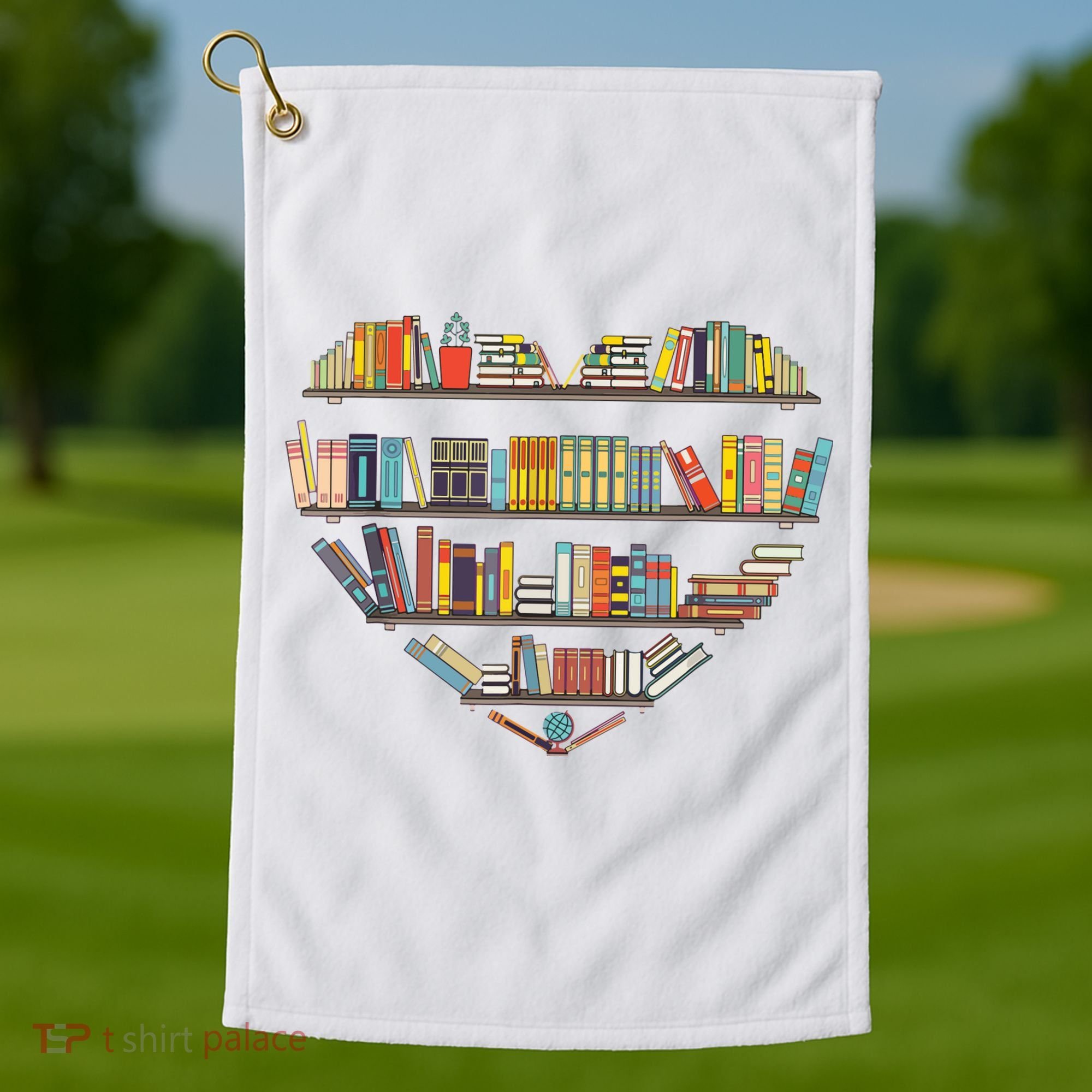 Cute Reading Library Books Lover Heart Librarian Gift Golf Towel