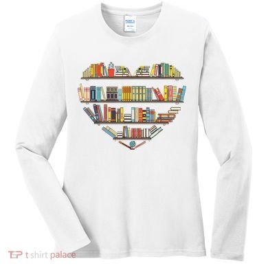 Cute Reading Library Books Lover Heart Librarian Gift Women's Long Sleeve Shirt