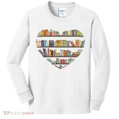 Cute Reading Library Books Lover Heart Librarian Gift Kids Long Sleeve Shirt