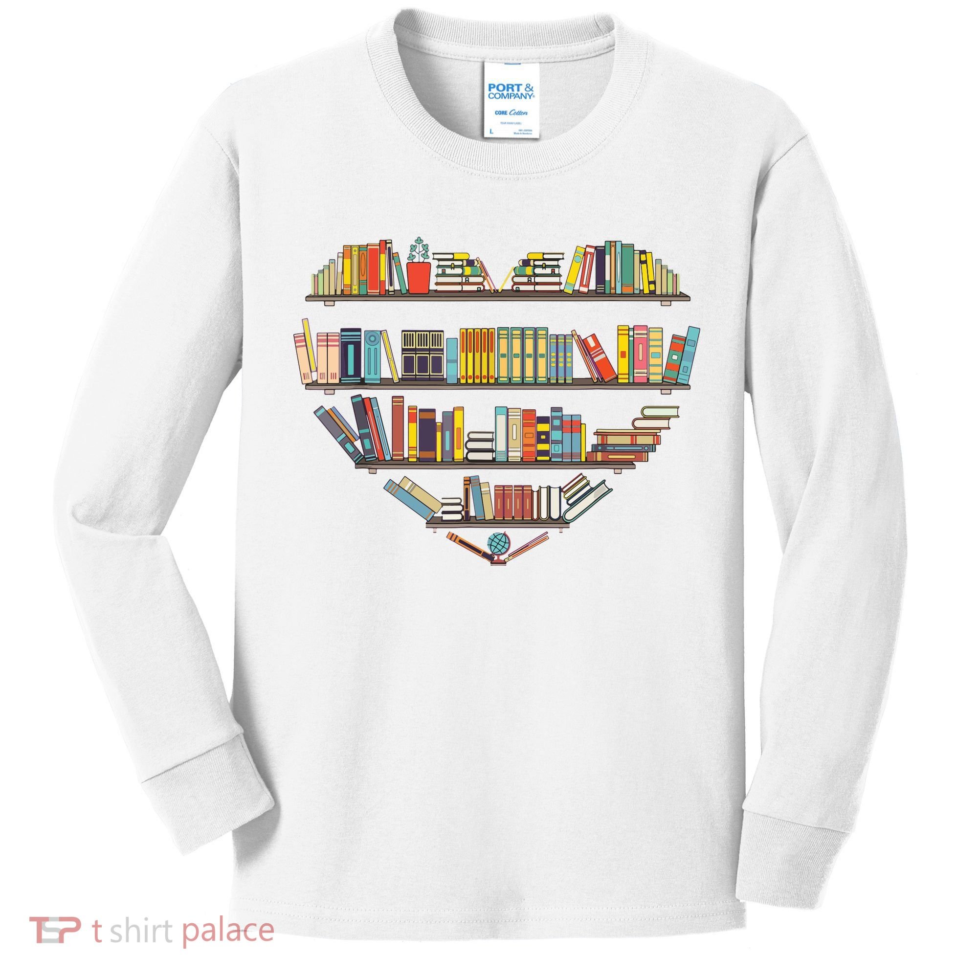 Cute Reading Library Books Lover Heart Librarian Gift Kids Long Sleeve Shirt