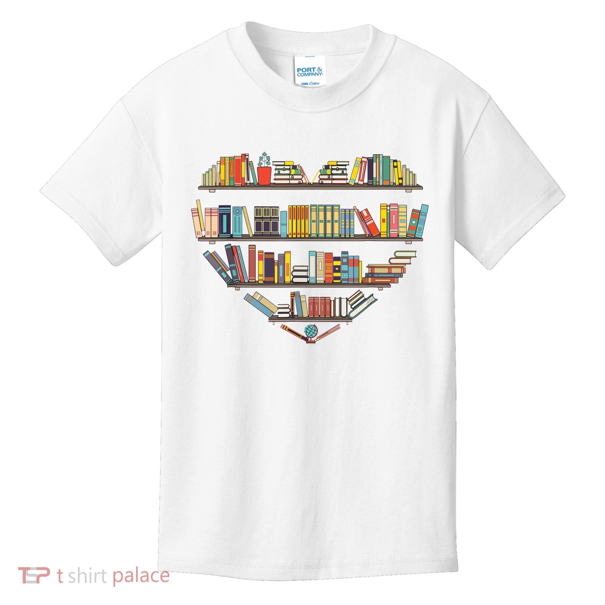 Cute Reading Library Books Lover Heart Librarian Gift Kids T-Shirt