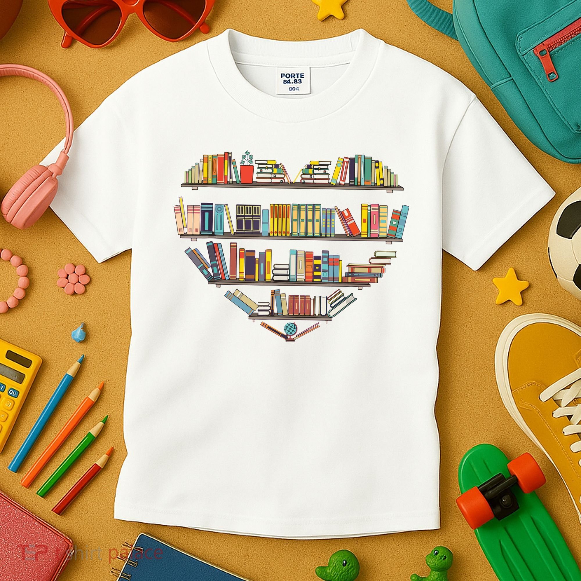 Cute Reading Library Books Lover Heart Librarian Gift Kids T-Shirt