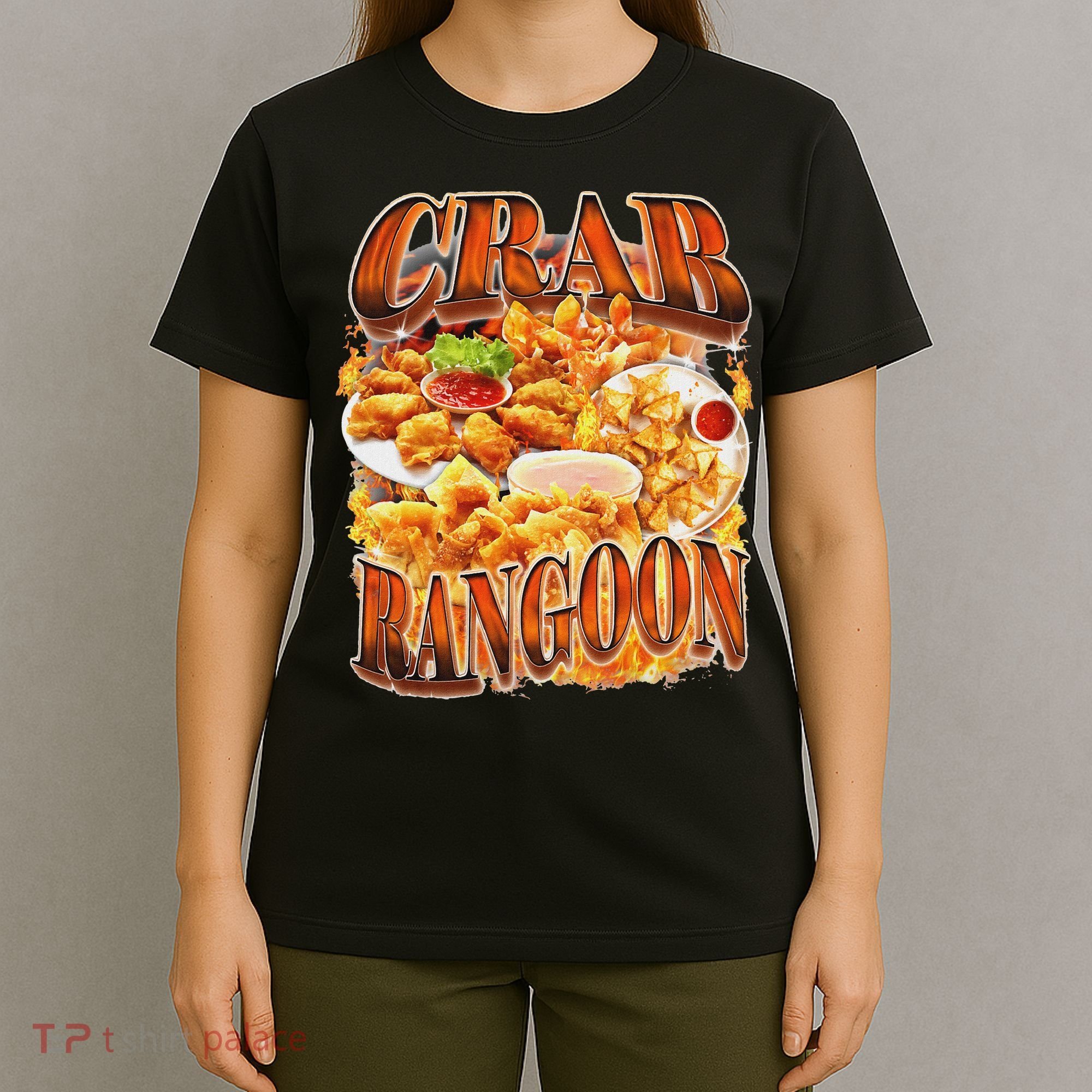 Crab Rangoon Meme Bootleg Rap Style 90s Vintage Funny 1990s T-Shirt