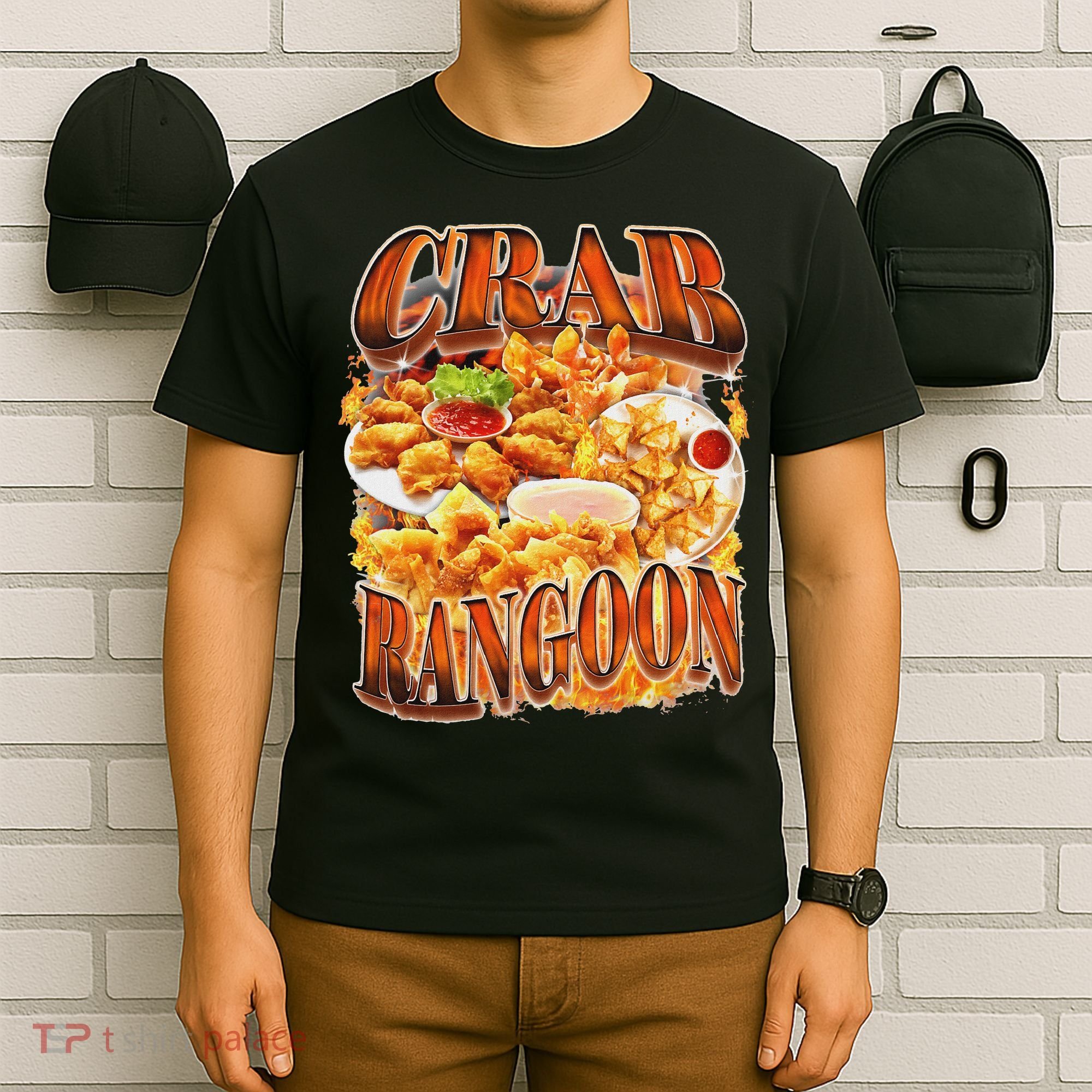Crab Rangoon Meme Bootleg Rap Style 90s Vintage Funny 1990s T-Shirt