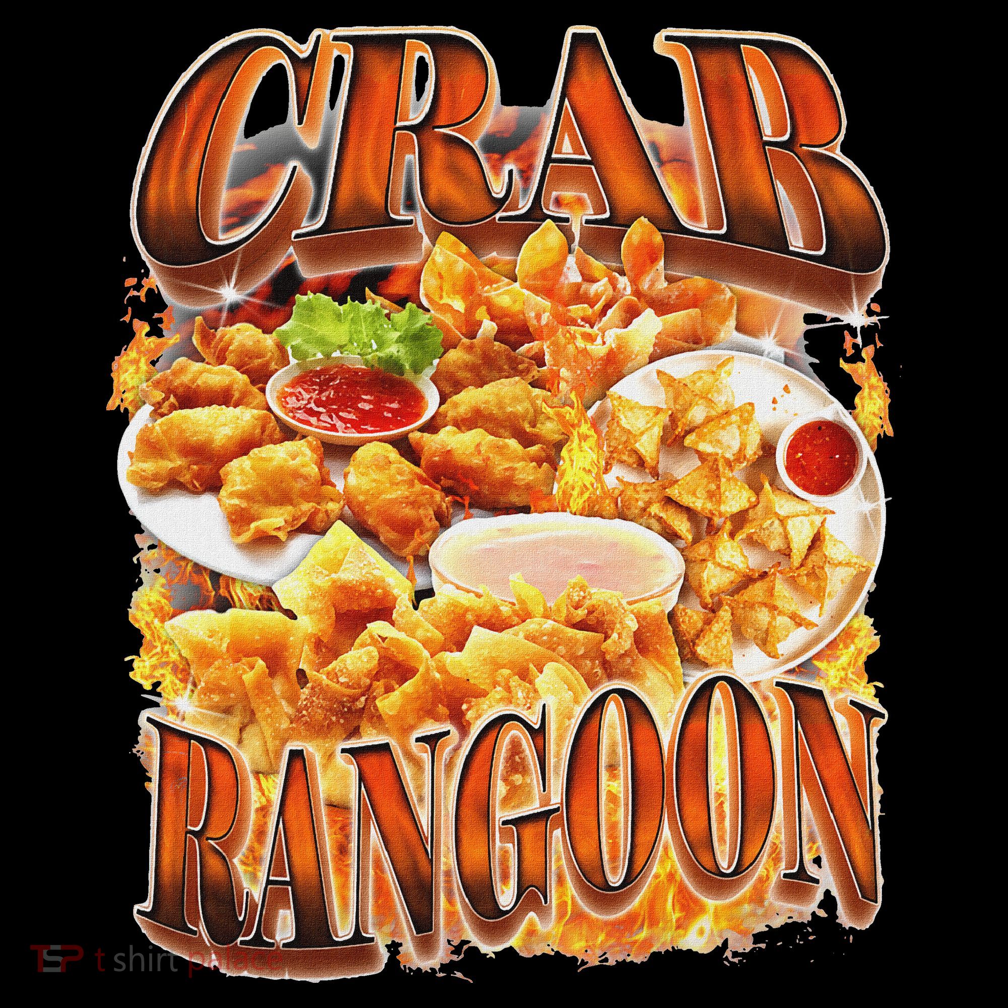 Crab Rangoon Meme Bootleg Rap Style 90s Vintage Funny 1990s T-Shirt