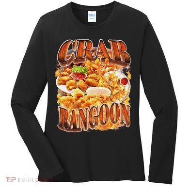 Crab Rangoon Meme Bootleg Rap Style 90s Vintage Funny 1990s Women's Long Sleeve Shirt