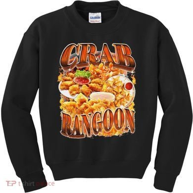 Crab Rangoon Meme Bootleg Rap Style 90s Vintage Funny 1990s Kids Sweatshirt