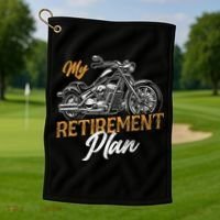 Classic Retired Motorcycle Biker My Retirement Plan Grandpa Golf Towel thumb 1