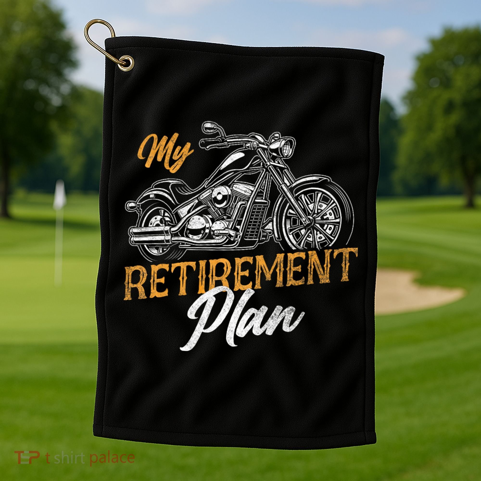 Classic Retired Motorcycle Biker My Retirement Plan Grandpa Golf Towel