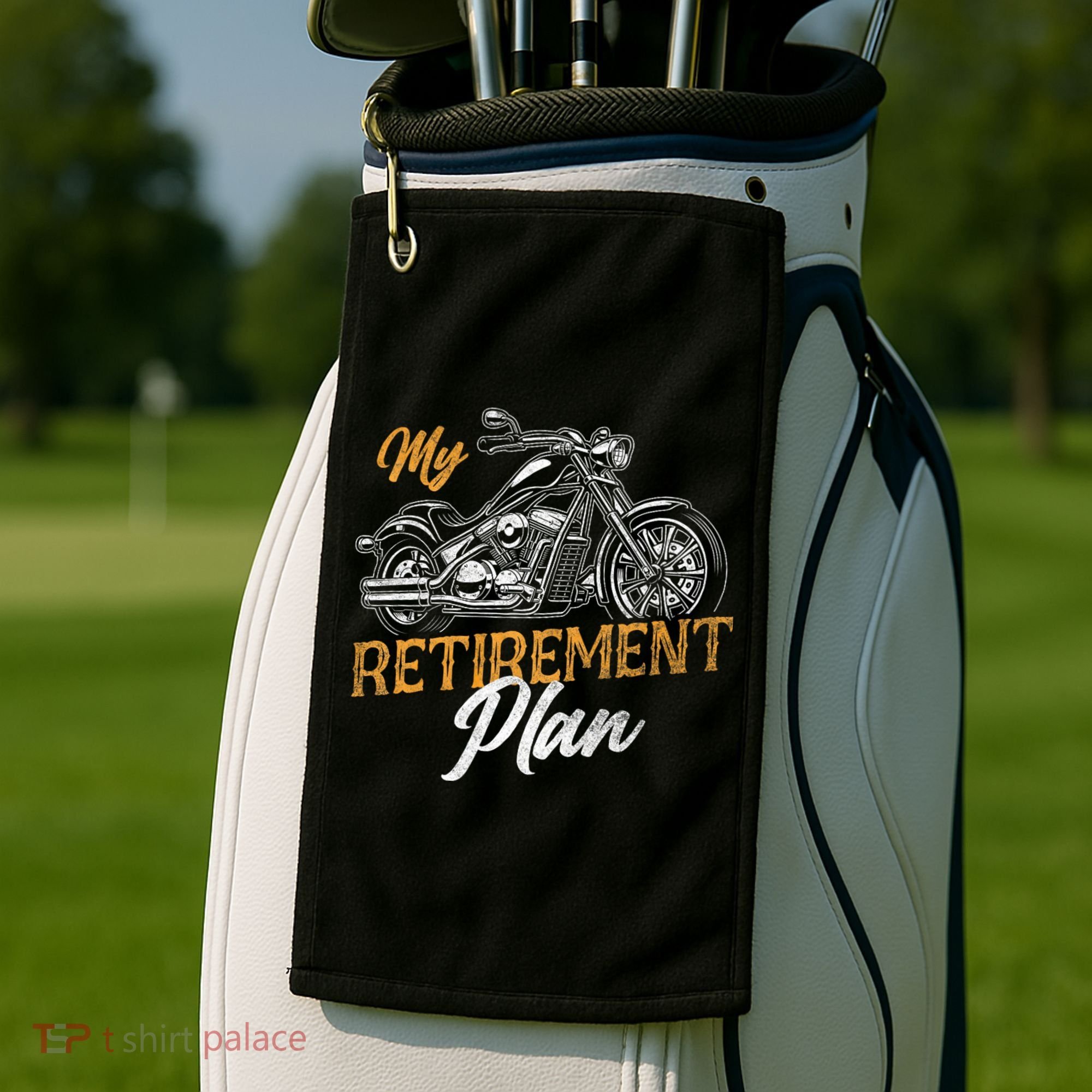 Classic Retired Motorcycle Biker My Retirement Plan Grandpa Golf Towel