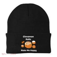 Cinnamon Rolls Make Me Happy Dessert Breakfast Brunch Gift Beanie thumb 0