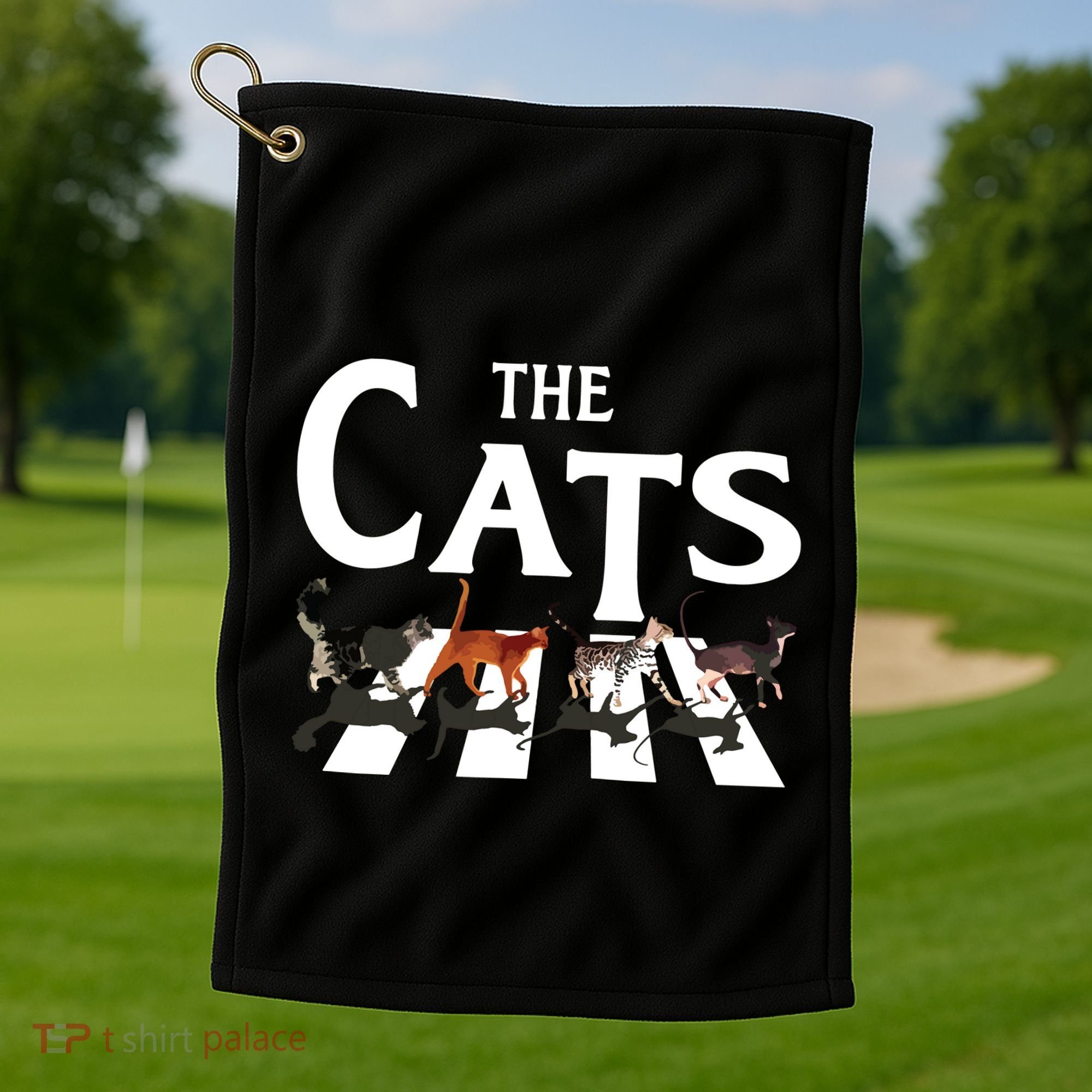 Cat Rock Music Funny Cat Lover Gifts Golf Towel