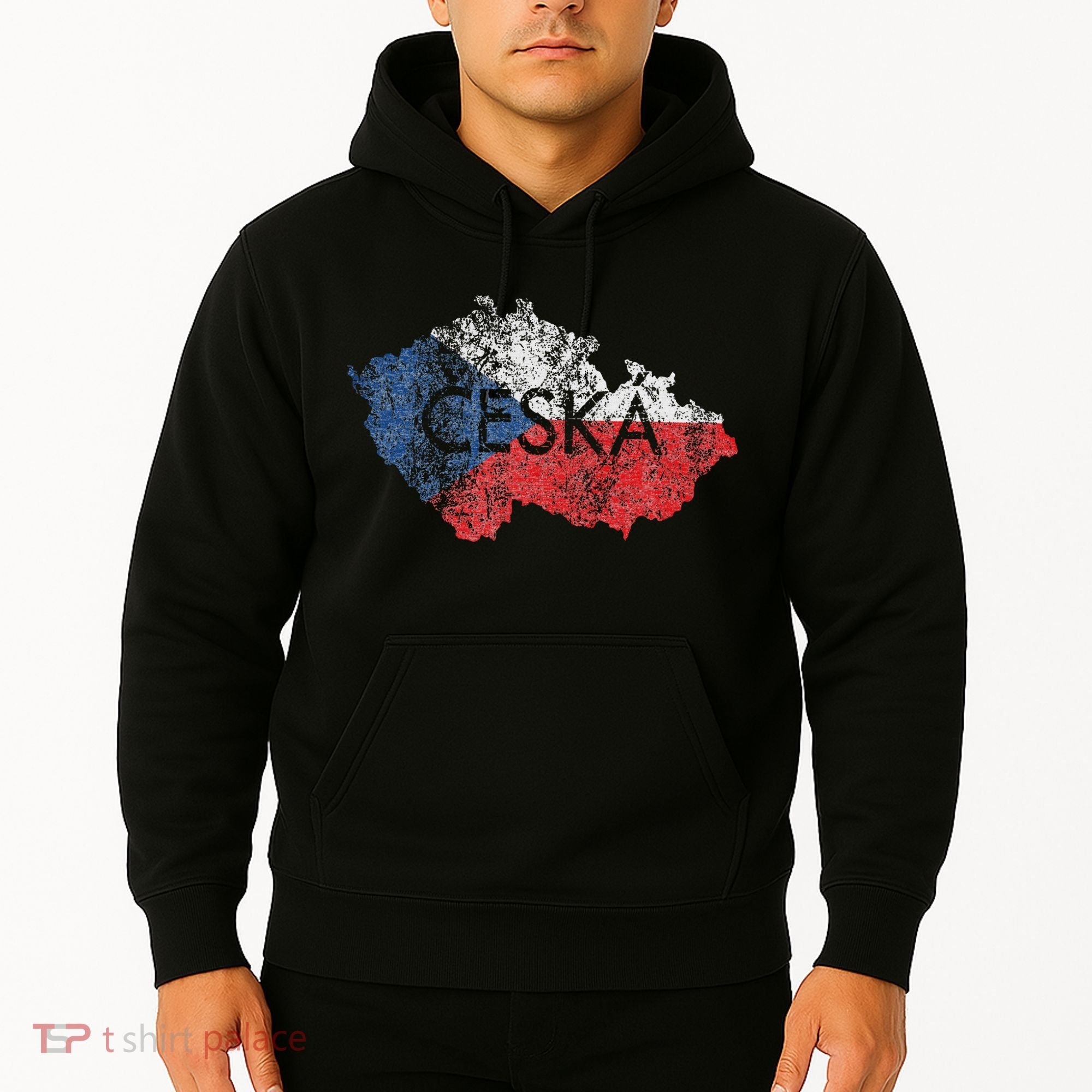 Czech Republic Map And Flag Souvenir Distressed Ceska Hoodie