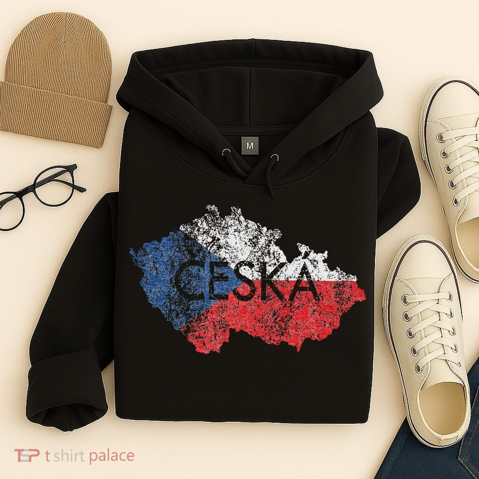Czech Republic Map And Flag Souvenir Distressed Ceska Hoodie