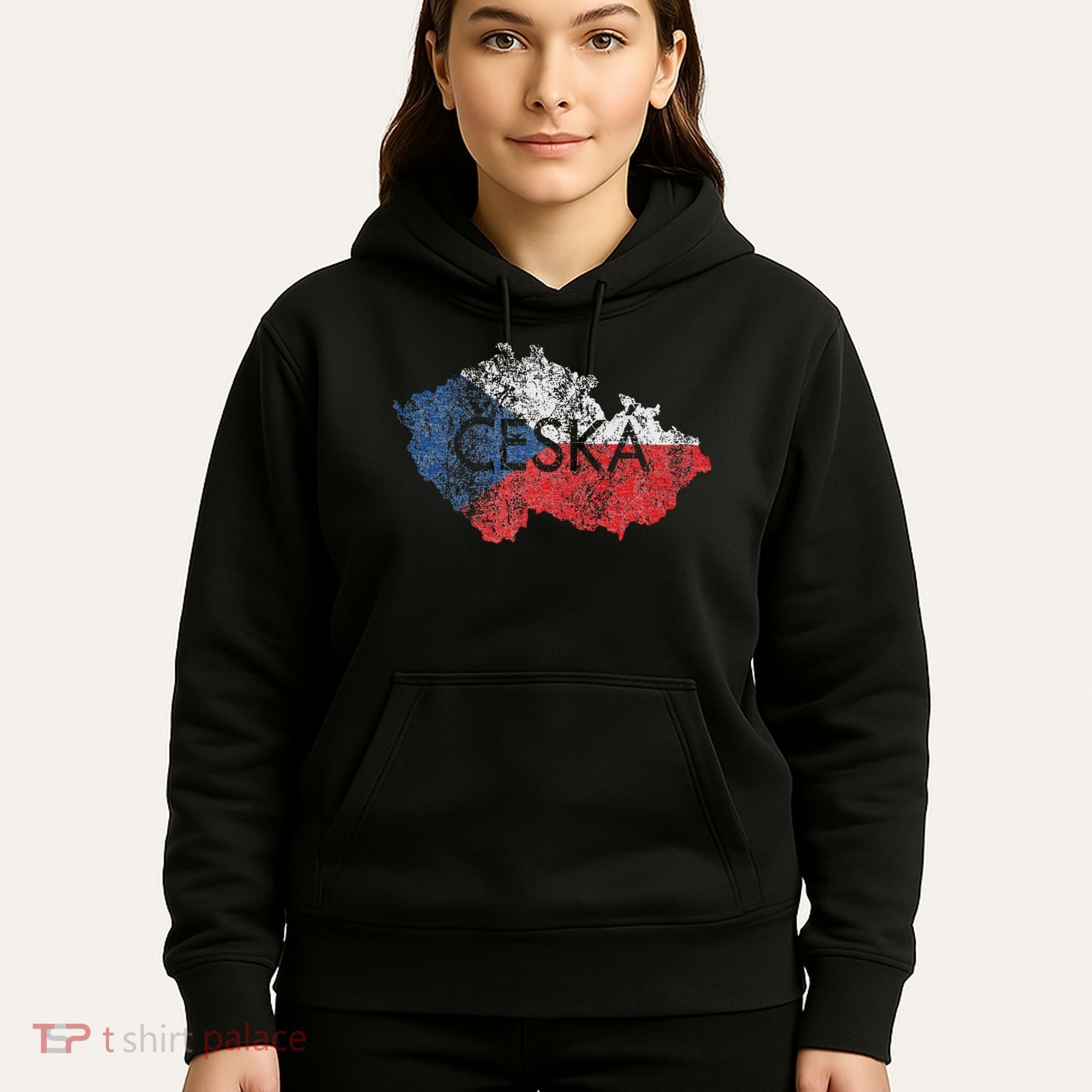 Czech Republic Map And Flag Souvenir Distressed Ceska Hoodie