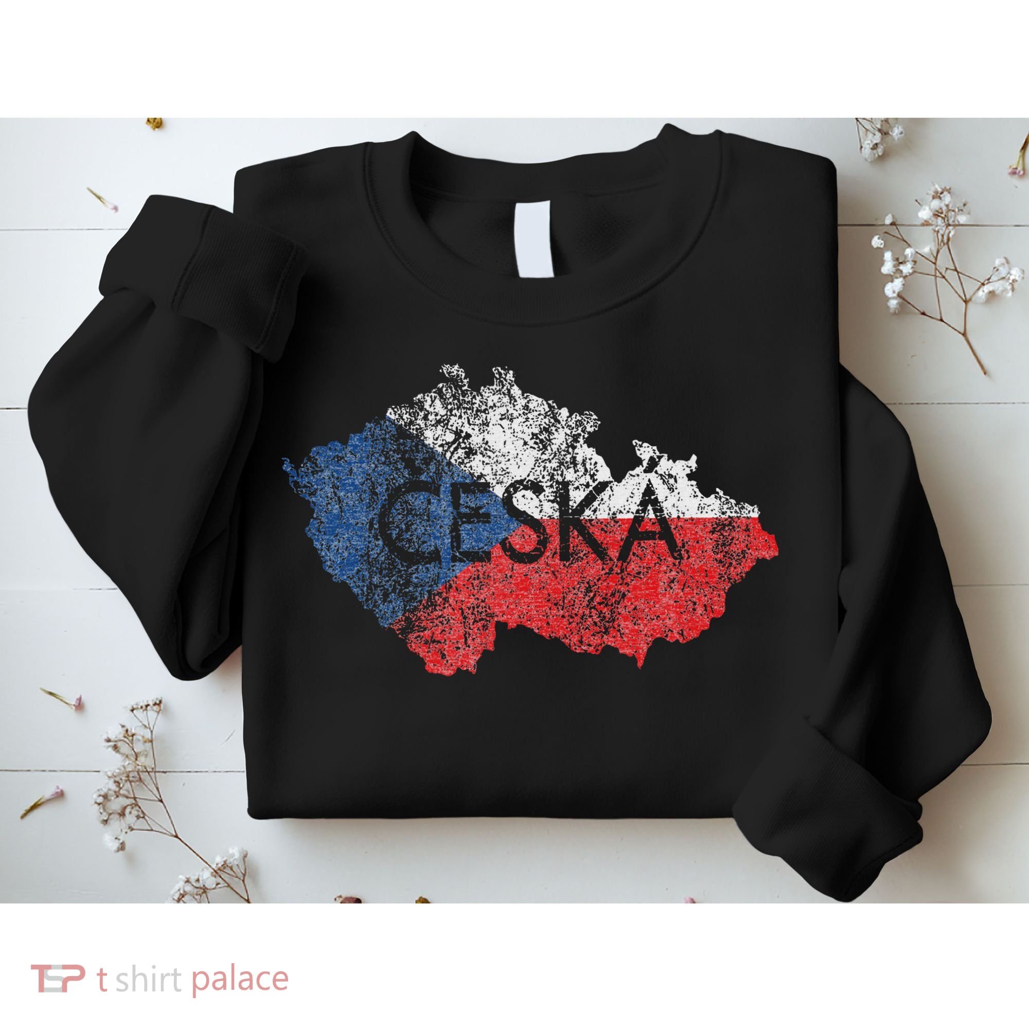 Czech Republic Map And Flag Souvenir Distressed Ceska Sweatshirt