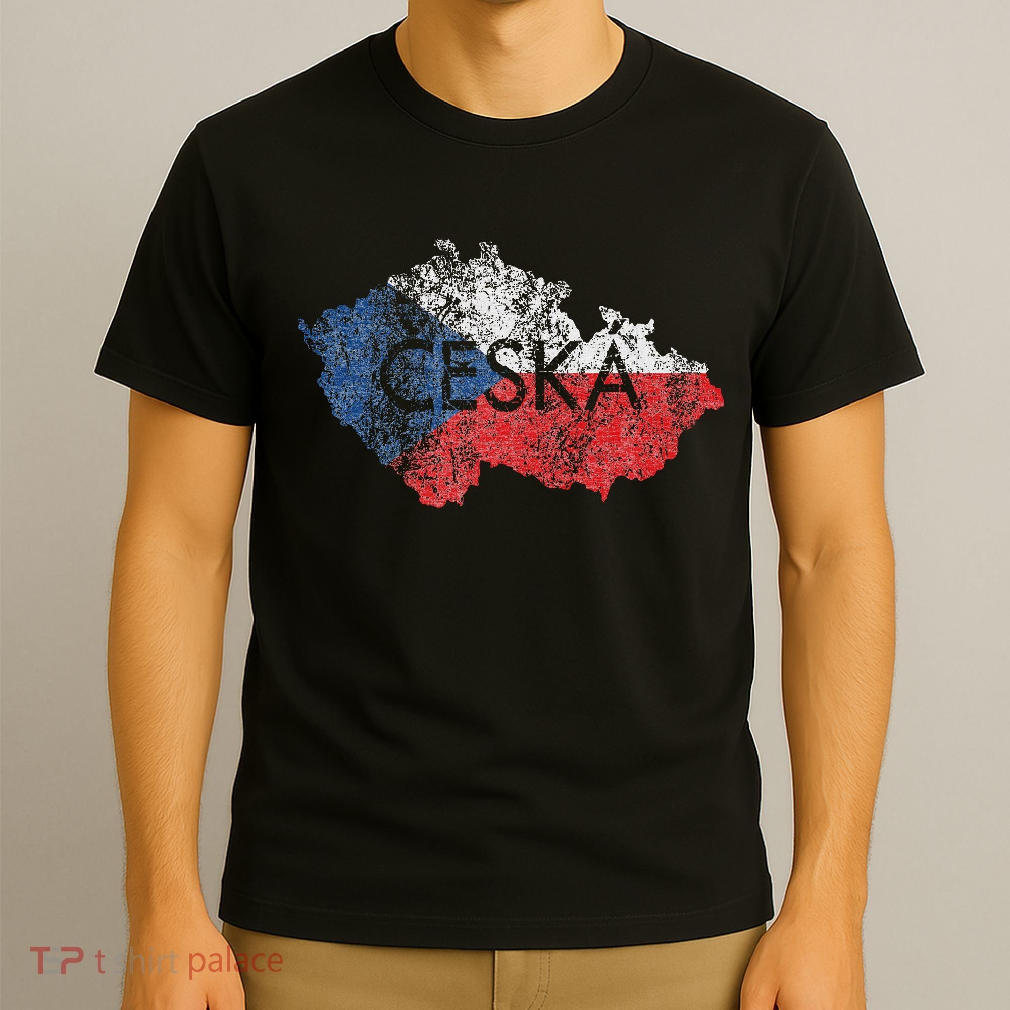 Czech Republic Map And Flag Souvenir Distressed Ceska T-Shirt