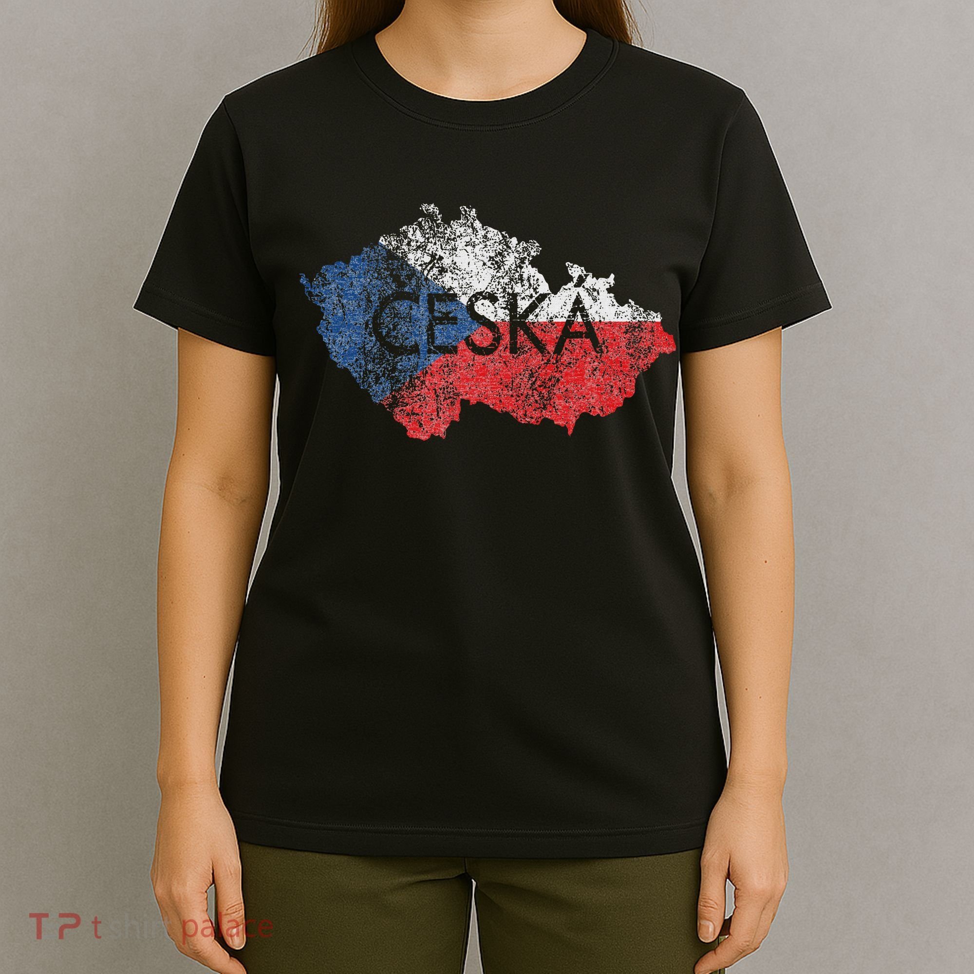 Czech Republic Map And Flag Souvenir Distressed Ceska T-Shirt