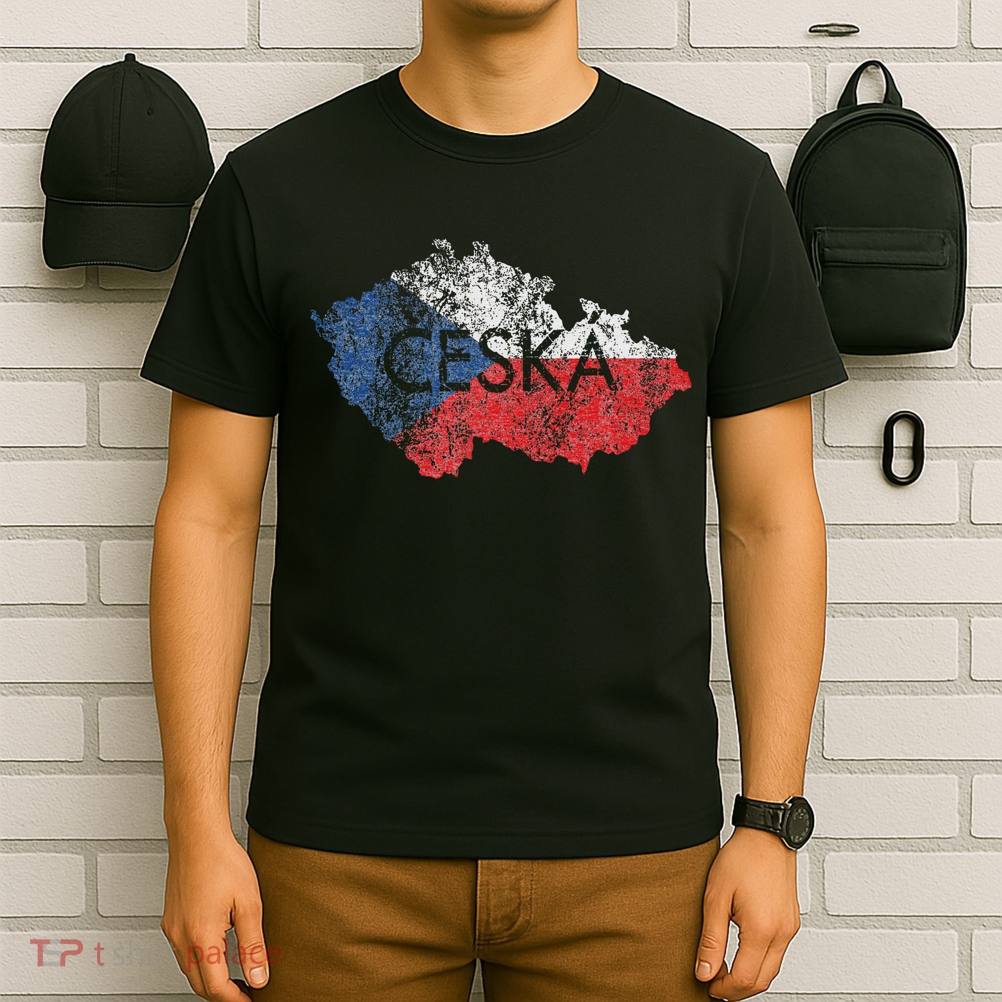 Czech Republic Map And Flag Souvenir Distressed Ceska T-Shirt