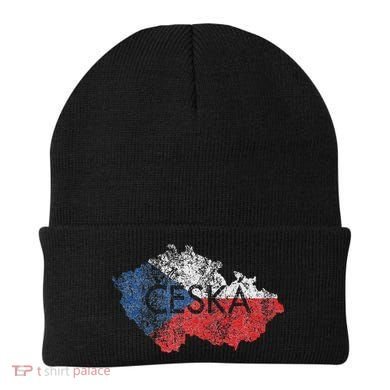 Czech Republic Map And Flag Souvenir Distressed Ceska Beanie