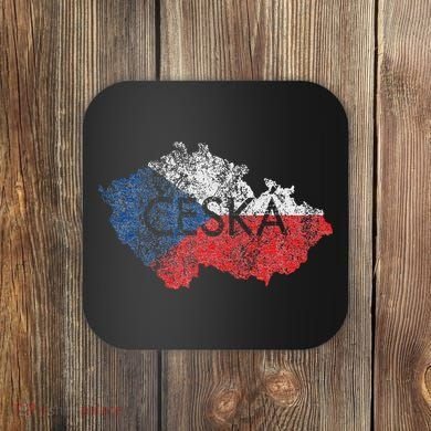 Czech Republic Map And Flag Souvenir Distressed Ceska Coaster