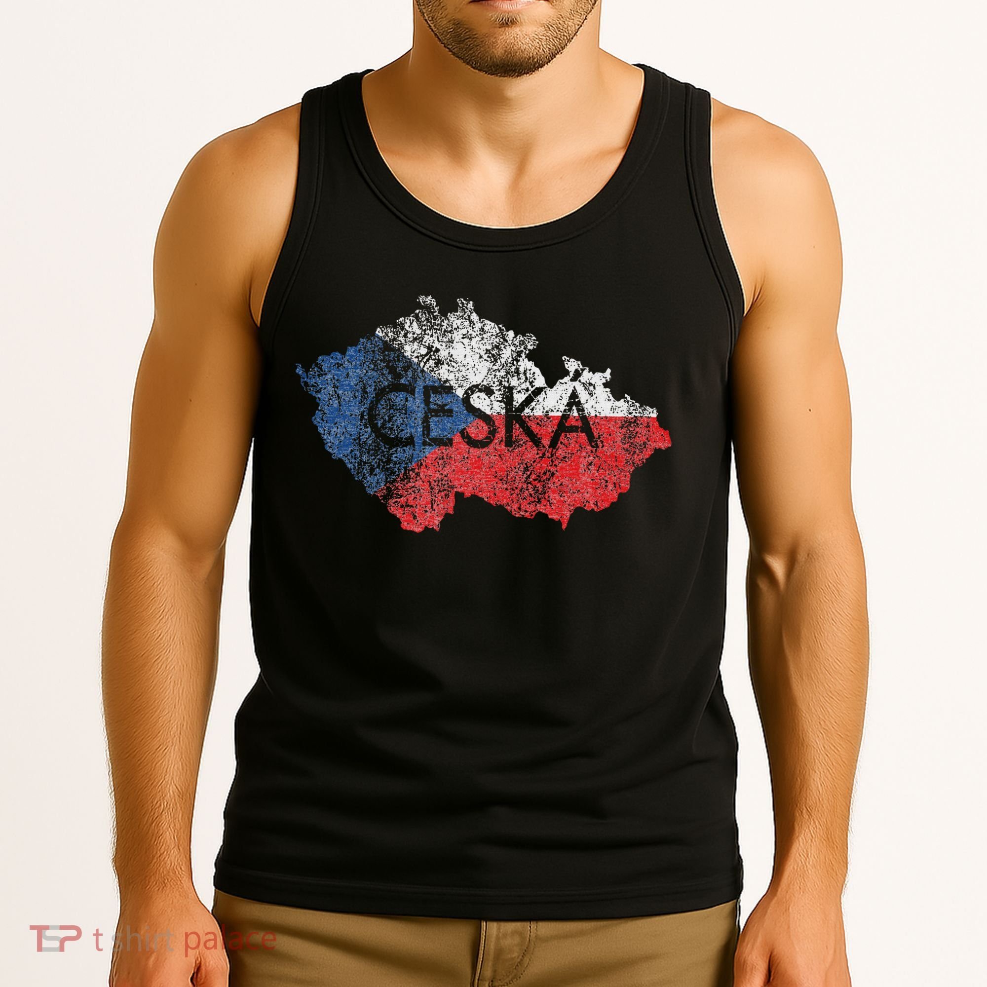 Czech Republic Map And Flag Souvenir Distressed Ceska Tank Top
