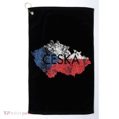 Czech Republic Map And Flag Souvenir Distressed Ceska Golf Towel