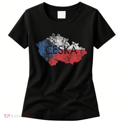 Czech Republic Map And Flag Souvenir Distressed Ceska Women's T-Shirt