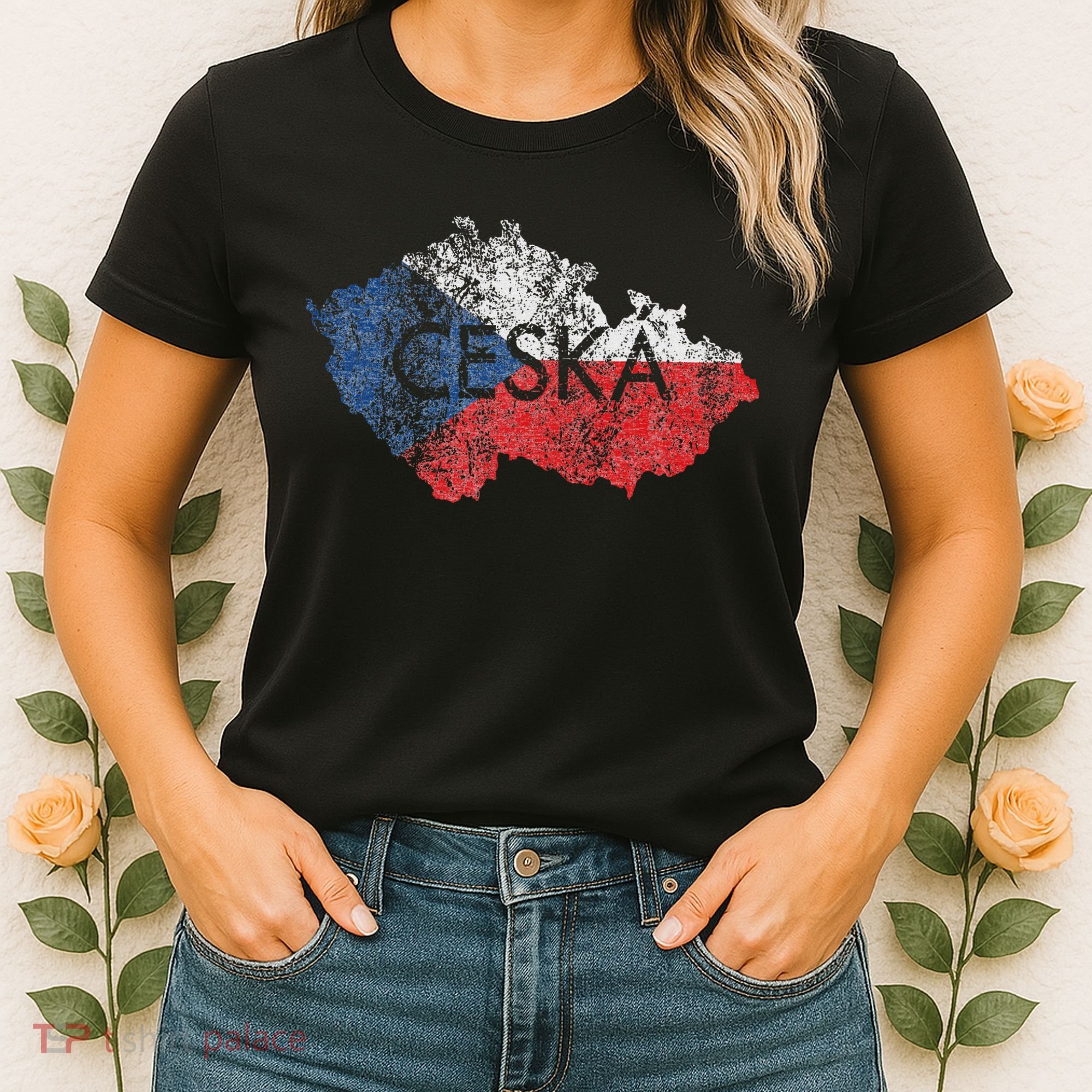 Czech Republic Map And Flag Souvenir Distressed Ceska Women's T-Shirt