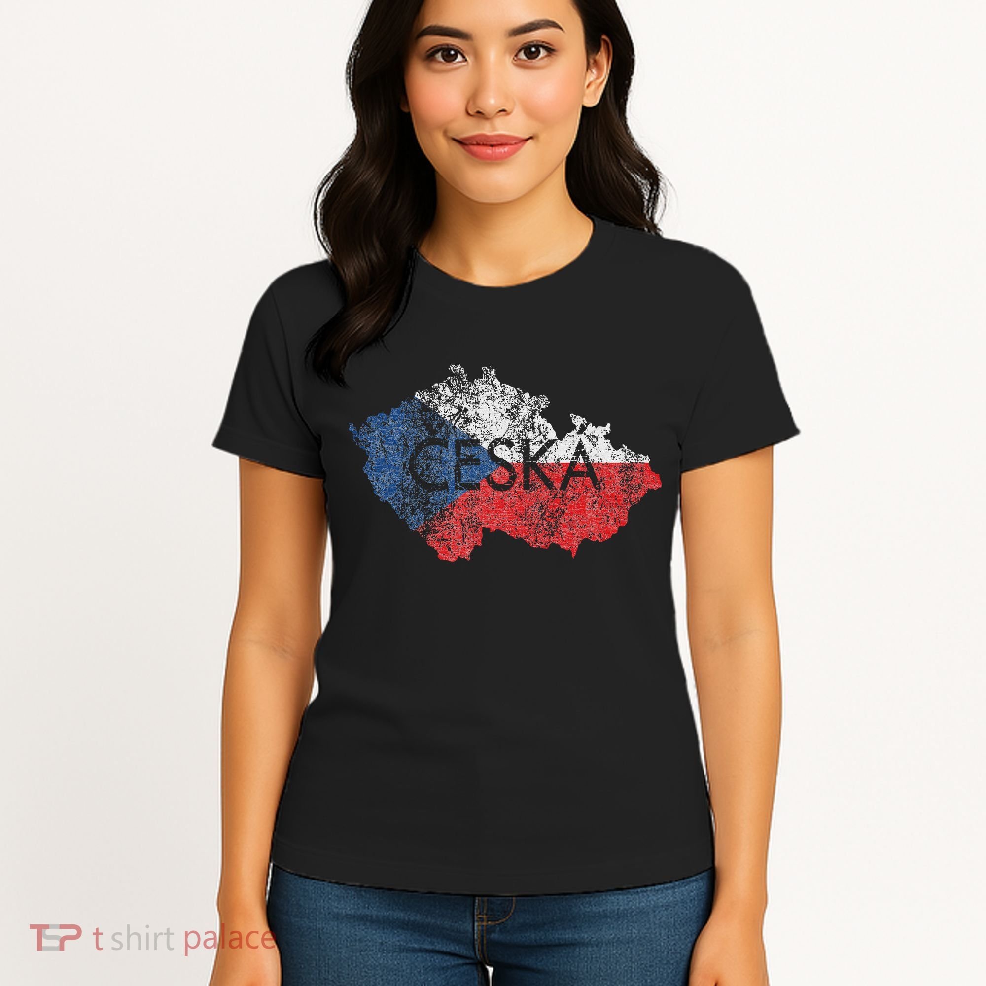 Czech Republic Map And Flag Souvenir Distressed Ceska Women's T-Shirt