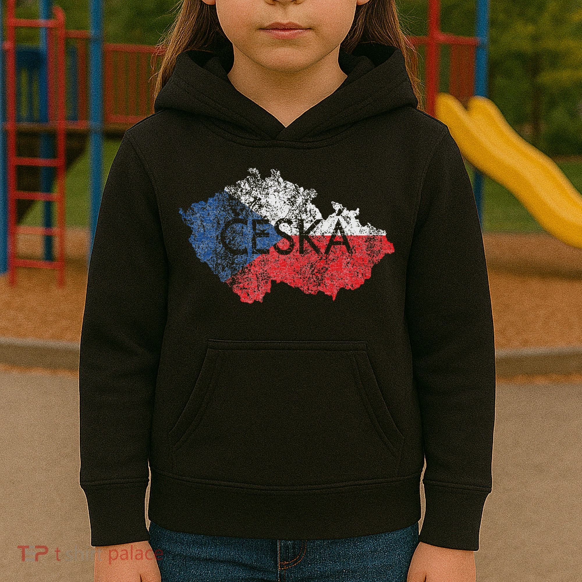Czech Republic Map And Flag Souvenir Distressed Ceska Kids Hoodie