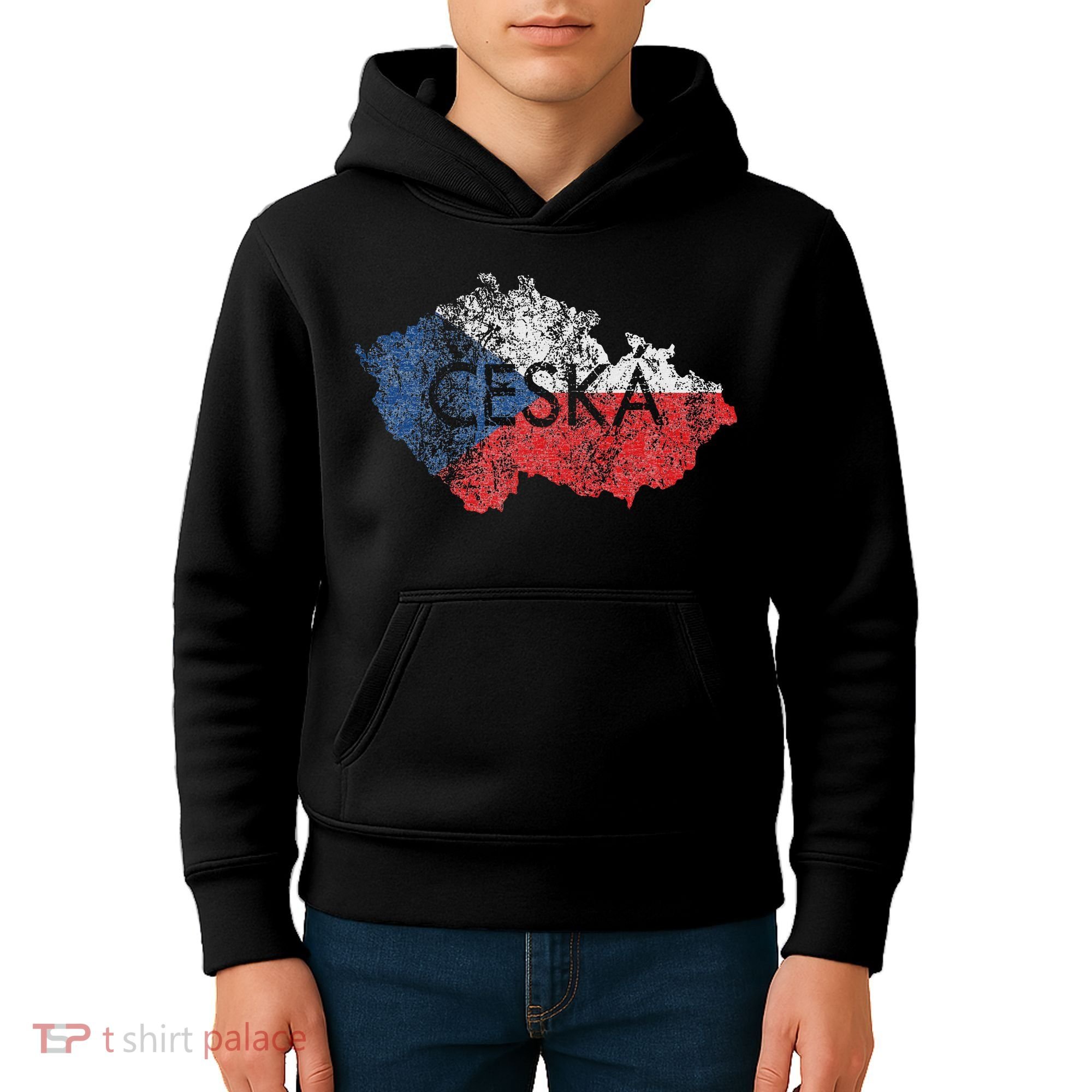 Czech Republic Map And Flag Souvenir Distressed Ceska Kids Hoodie