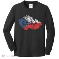 Czech Republic Map And Flag Souvenir Distressed Ceska Kids Long Sleeve Shirt thumb 0