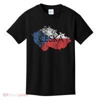 Czech Republic Map And Flag Souvenir Distressed Ceska Kids T-Shirt thumb 0